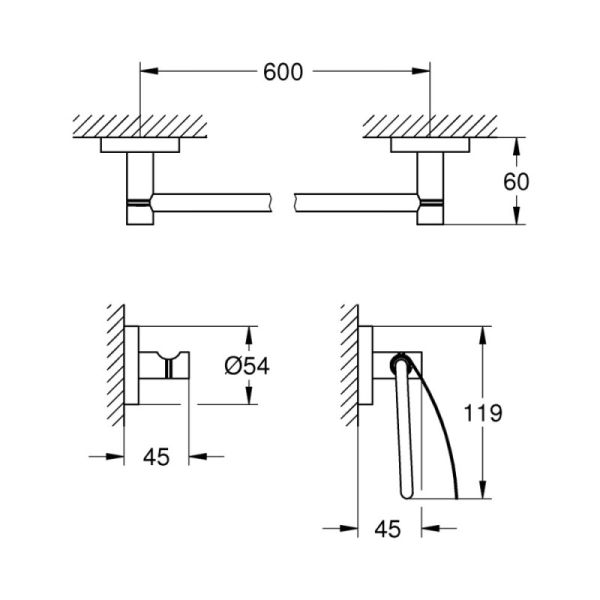 Набор аксессуаров 3 в 1 Grohe Essentials 40775001 - фото 2