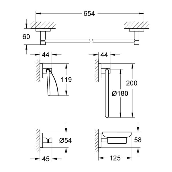 Набор аксессуаров Grohe 5 в 1 Essentials 40344001 - фото 2