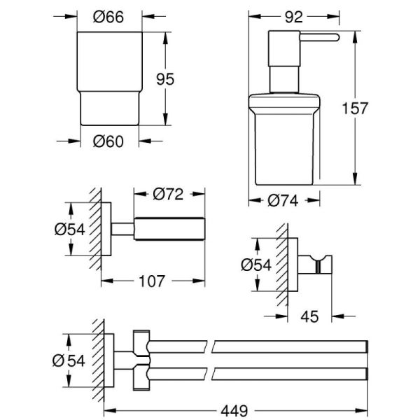 Набор аксессуаров Grohe Essentials 40846001 Master 4 в 1 - фото 2