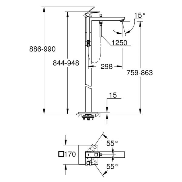 Смеситель для ванны Grohe Eurocube 23672001 - фото 2