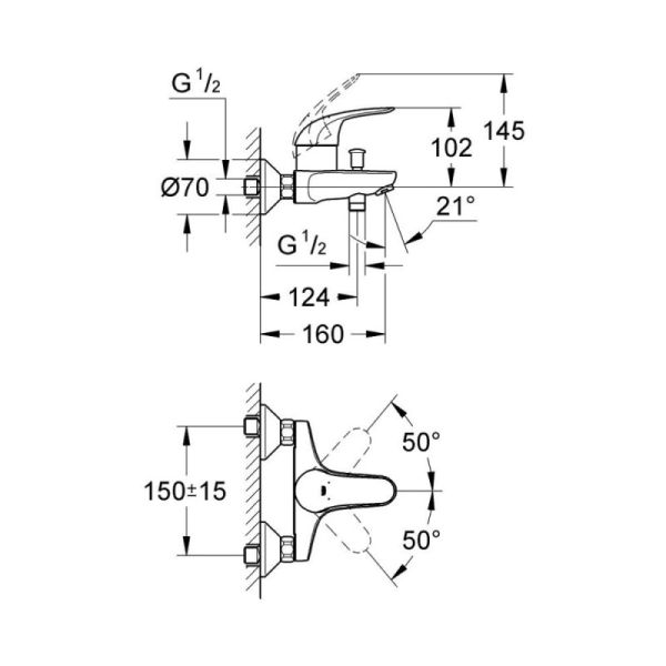 Смеситель для ванны Grohe Euroeco 32743000 - фото 2