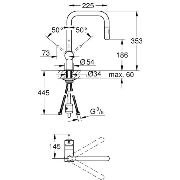 Змішувач для кухні з висувним виливом Grohe Minta 32322002 - фото 2