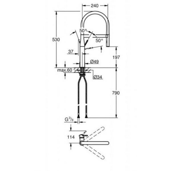 Змішувач для кухні з рефлекторним зливом Grohe Essence 30294000 - фото 2