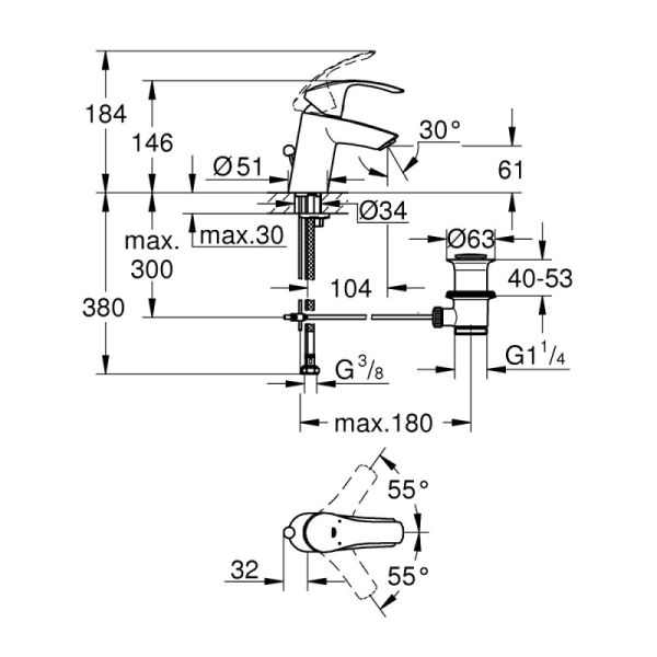 Смеситель для раковины Grohe Eurosmart 33265002 - фото 2