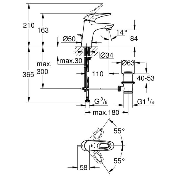 Смеситель для раковины Grohe Eurostyle 33558003 - фото 2