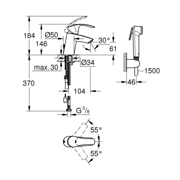 Смеситель для раковины с лейкой Grohe Eurosmart 23124002 - фото 2