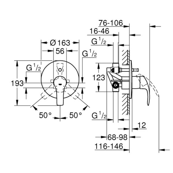 Змішувач прихованого монтажу для душу Grohe Eurosmart 33305002 на два споживача - фото 2