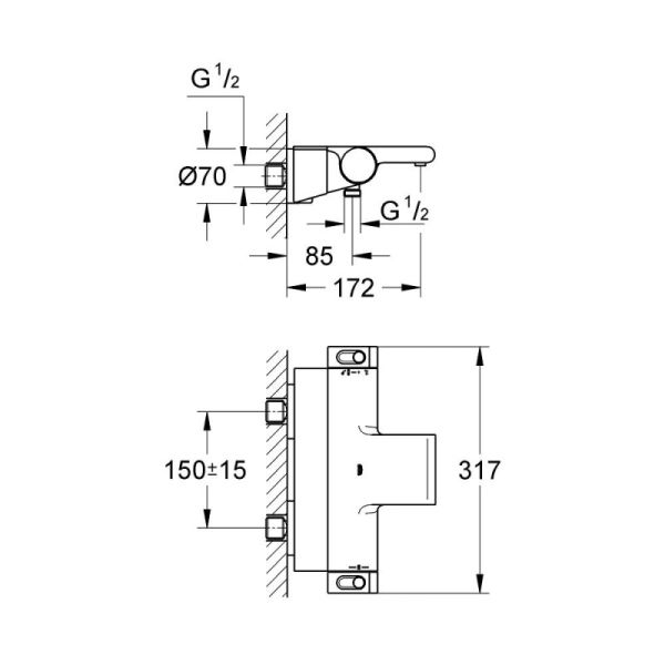 Смеситель термостатический для ванны Grohe Grohtherm 2000 34464001 - фото 2