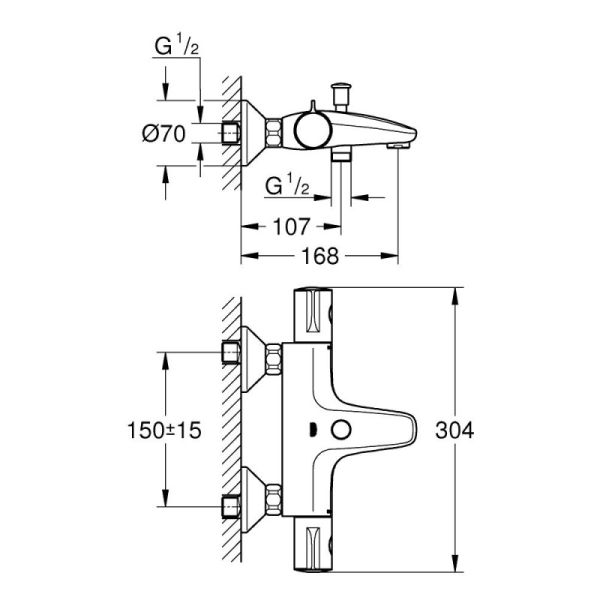 Смеситель термостатический для ванны Grohe Grohtherm 800 34567000 - фото 2